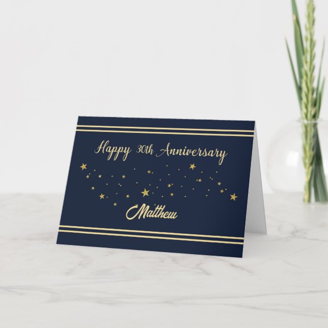 Customisable Anniversary Gold Glitter Stars Card (Front)