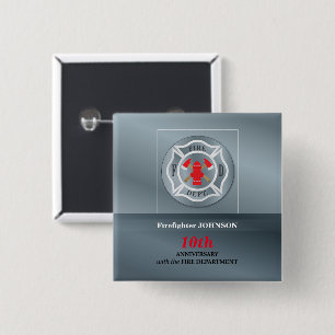 Customisable, Anniversary with Fire Department 15 Cm Square Badge