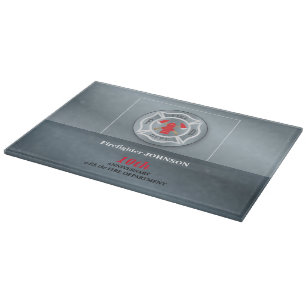 Customisable, Anniversary with Fire Department Cutting Board