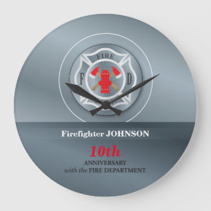 Customisable, Anniversary with Fire Department Large Clock
