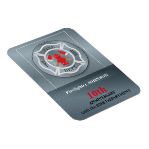 Customisable, Anniversary with Fire Department Magnet