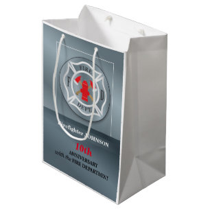 Customisable, Anniversary with Fire Department Medium Gift Bag