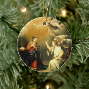 Customisable Annunciation  Ceramic Tree Decoration