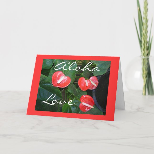 Customisable Anthurium Love Floral Greeting Card (Front)