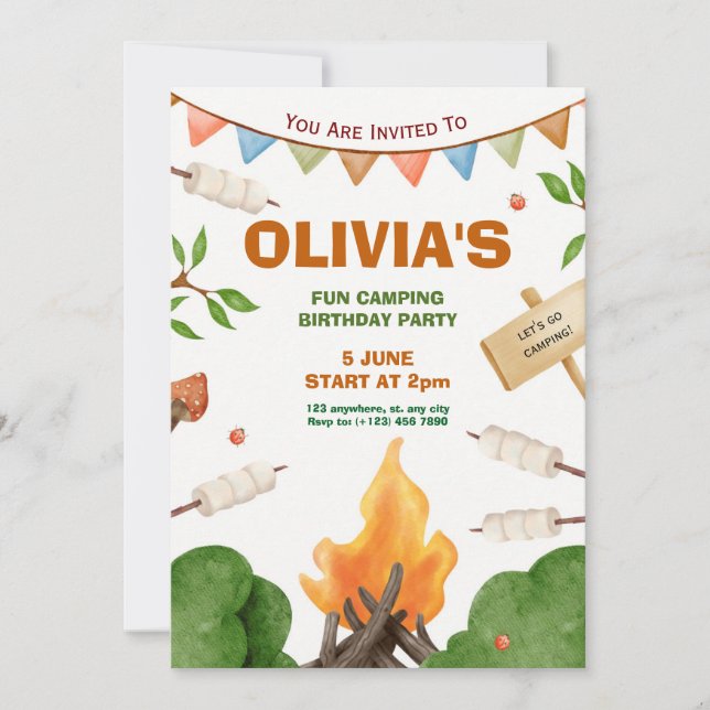 Customisable any age Outdoor Birthday Invitation (Front)