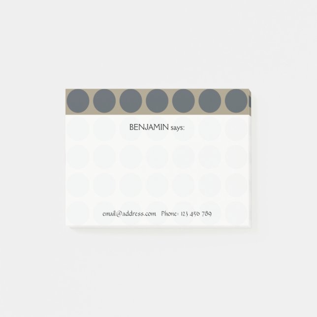 Customisable any Colour Polka Dots Pattern on Latt Post-it Notes (Front)