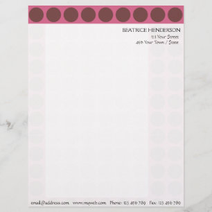Customisable any Colour Polka Dots Pattern on Pink Letterhead Design