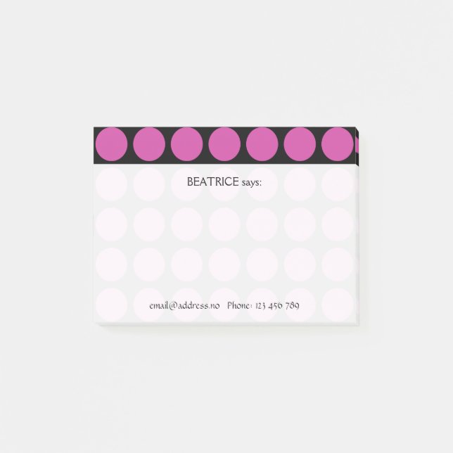 Customisable any Colour Polka Dots Pattern on Post-it Notes (Front)