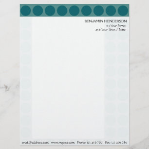 Customisable any Colour Polka Dots Pattern on Teal Personalised Letterhead