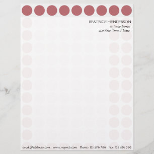 Customisable any Colour Polka Dots Pattern on Whit Personalised Letterhead