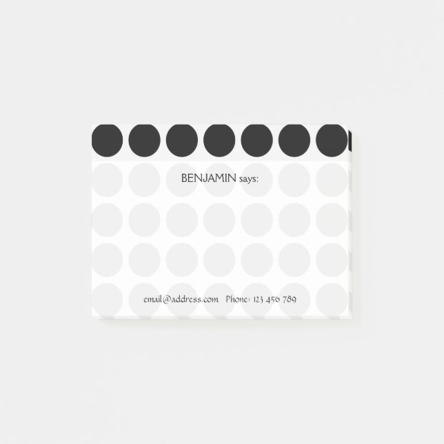 Customisable any Colour Polka Dots Pattern on Whit Post-it Notes (Front)