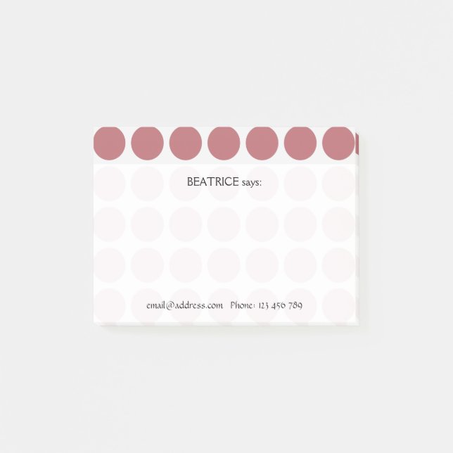 Customisable any Colour Polka Dots Pattern on Whit Post-it Notes (Front)