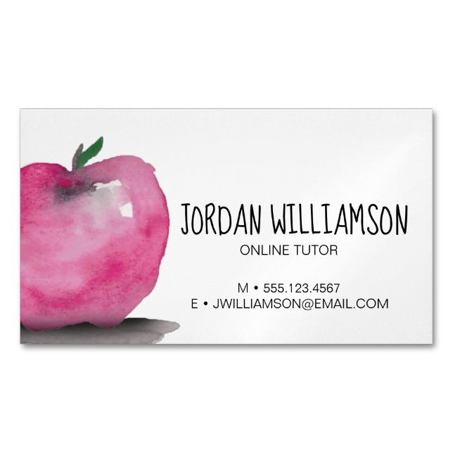 Customisable Apple Watercolor Online tutor  Magnetic Business Card (Front)