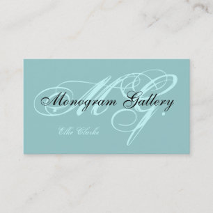 Customisable Aqua  Black Monogram Business Card
