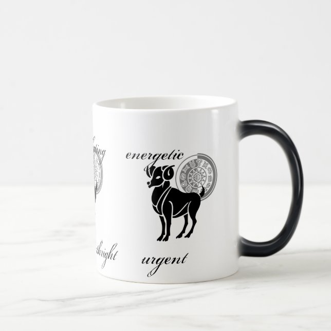 Customisable Aries traits Greek-style Zodiac Magic Mug (Right)