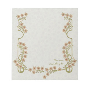 Customisable Art Nouveau flower frame CC0861 Notepad