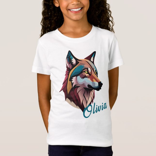Customisable Artistic Wolf Tee - Add Your Name! (Front)