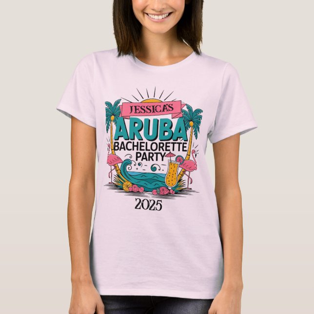 Customisable Aruba Bachelorette Party T-Shirt (Front)