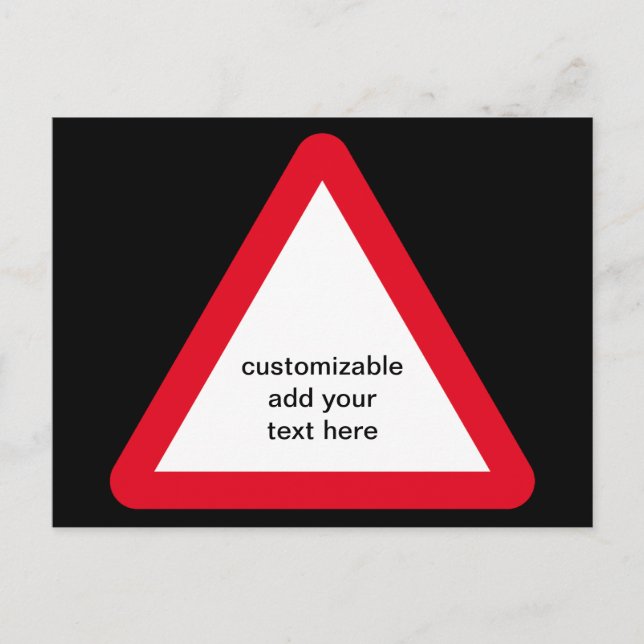 Customisable Attention Sign Postcard (Front)