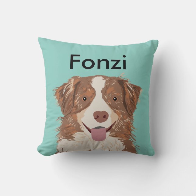 Customisable Australian Shepherd Dog Pillow (Front)