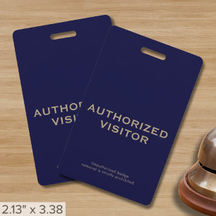 Customisable Authorised Visitor Badge ID Badge