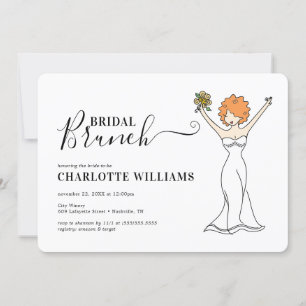 Customisable Avatar Bridal Brunch   Curly Hair Invitation