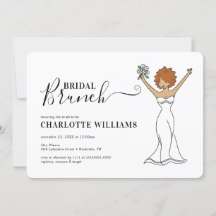 Customisable Avatar Bridal Brunch   Curly Hair Invitation