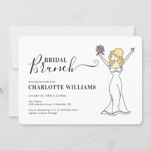 Customisable Avatar Bridal Brunch   Long Hair Invitation