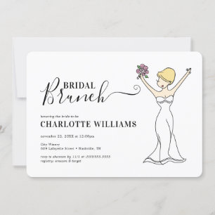 Customisable Avatar Bridal Brunch   Short Hair Invitation