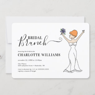 Customisable Avatar Bridal Brunch   Short Hair Invitation