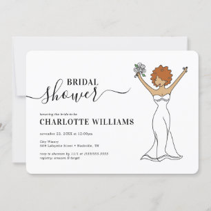 Customisable Avatar Bridal Shower   Curly Hair Invitation