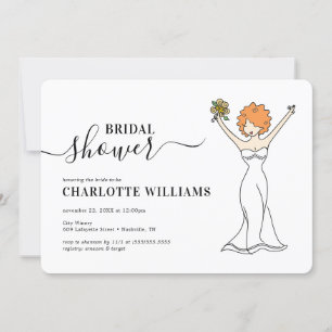 Customisable Avatar Bridal Shower   Curly Hair Invitation