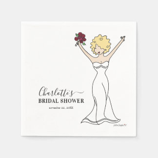 Customisable Avatar Bridal Shower | Curly Hair Napkin