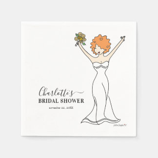 Customisable Avatar Bridal Shower | Curly Hair Napkin