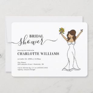 Customisable Avatar Bridal Shower   Long Hair Invitation