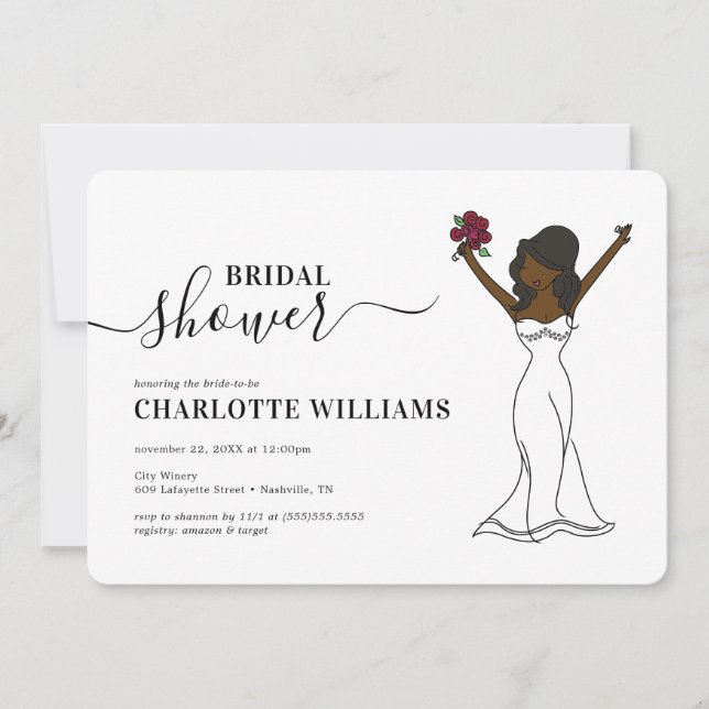 Customisable Avatar Bridal Shower | Long Hair Invitation (Front)