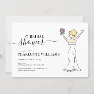 Customisable Avatar Bridal Shower   Short Hair Invitation