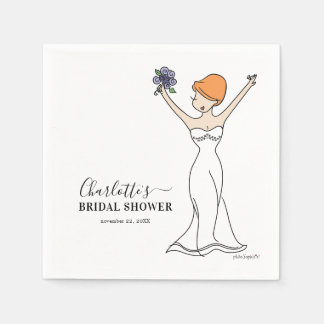 Customisable Avatar Bridal Shower | Short Hair Napkin