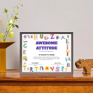 Customisable Awesome Attitude Student Class Award