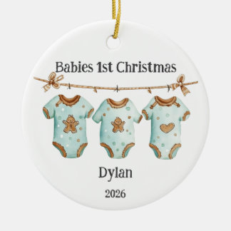 Customisable Babies 1st Christmas for Boy Ceramic Tree Decoration
