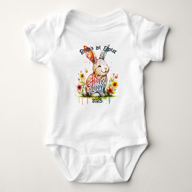 Customisable Baby Bodysuit with Adorable Bunny (Front)