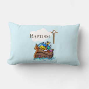 Customisable, Baby Boy Baptism Noah's Ark Lumbar Cushion