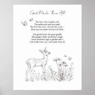 Customisable Baby Deer Nursery Poster
