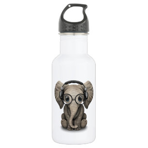 Customisable Baby Elephant Dj with Headphones 532 Ml Water Bottle