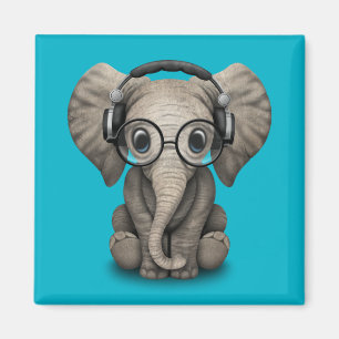 Customisable Baby Elephant Dj with Headphones Magnet