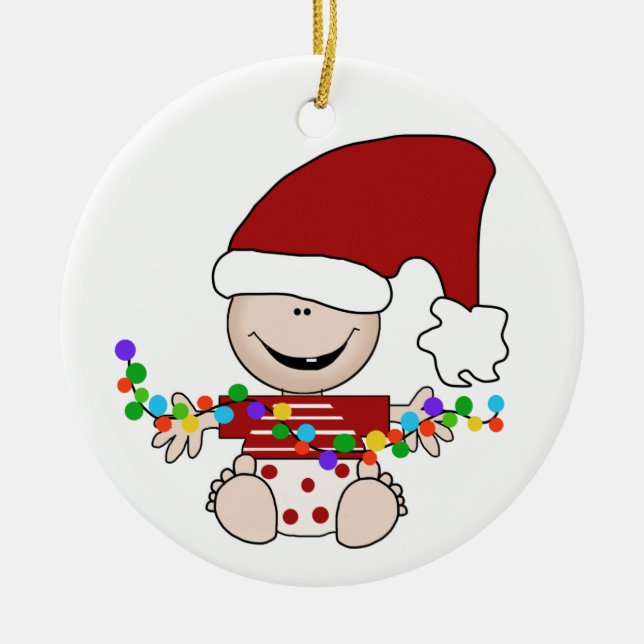 Customisable Baby Elf with Lights Ornament (Front)