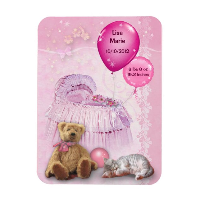Customisable Baby Girl Magnet (Vertical)