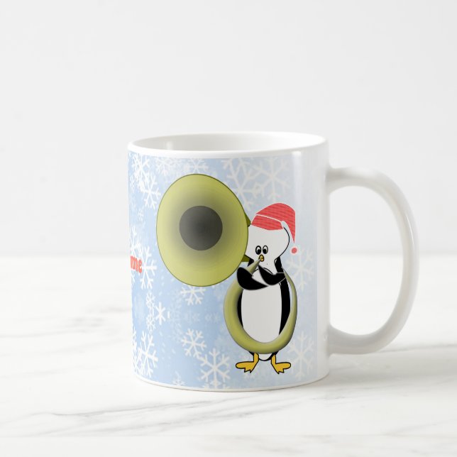 Customisable Baby Penguin Tuba Christmas Mug (Right)