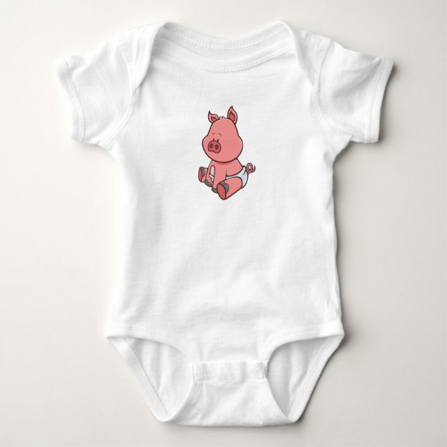 Customisable Baby Pig Baby Bodysuit (Front)