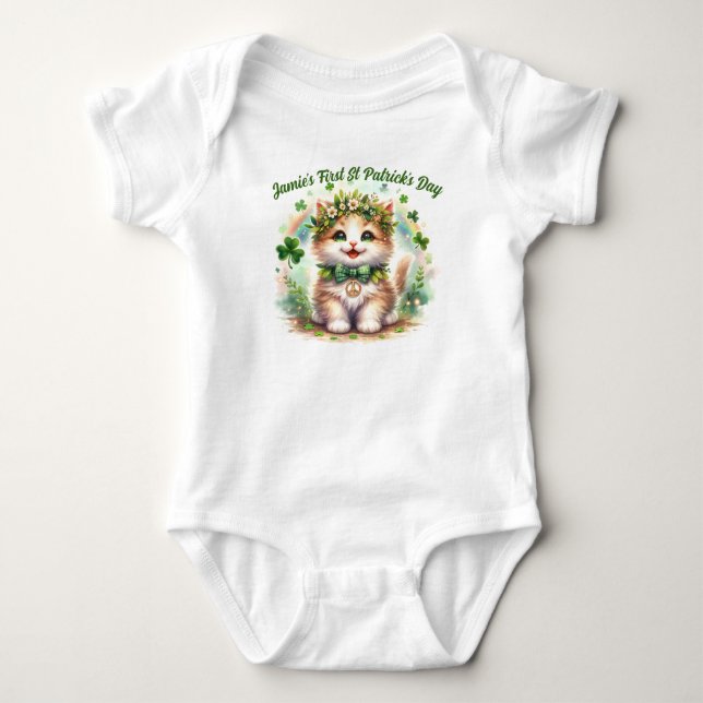 Customisable Baby’s First St Patrick’s Day.  Baby Bodysuit (Front)